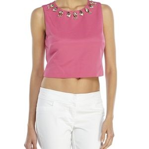 Eliza J Pink Glam Embellished Crop Top NWT
